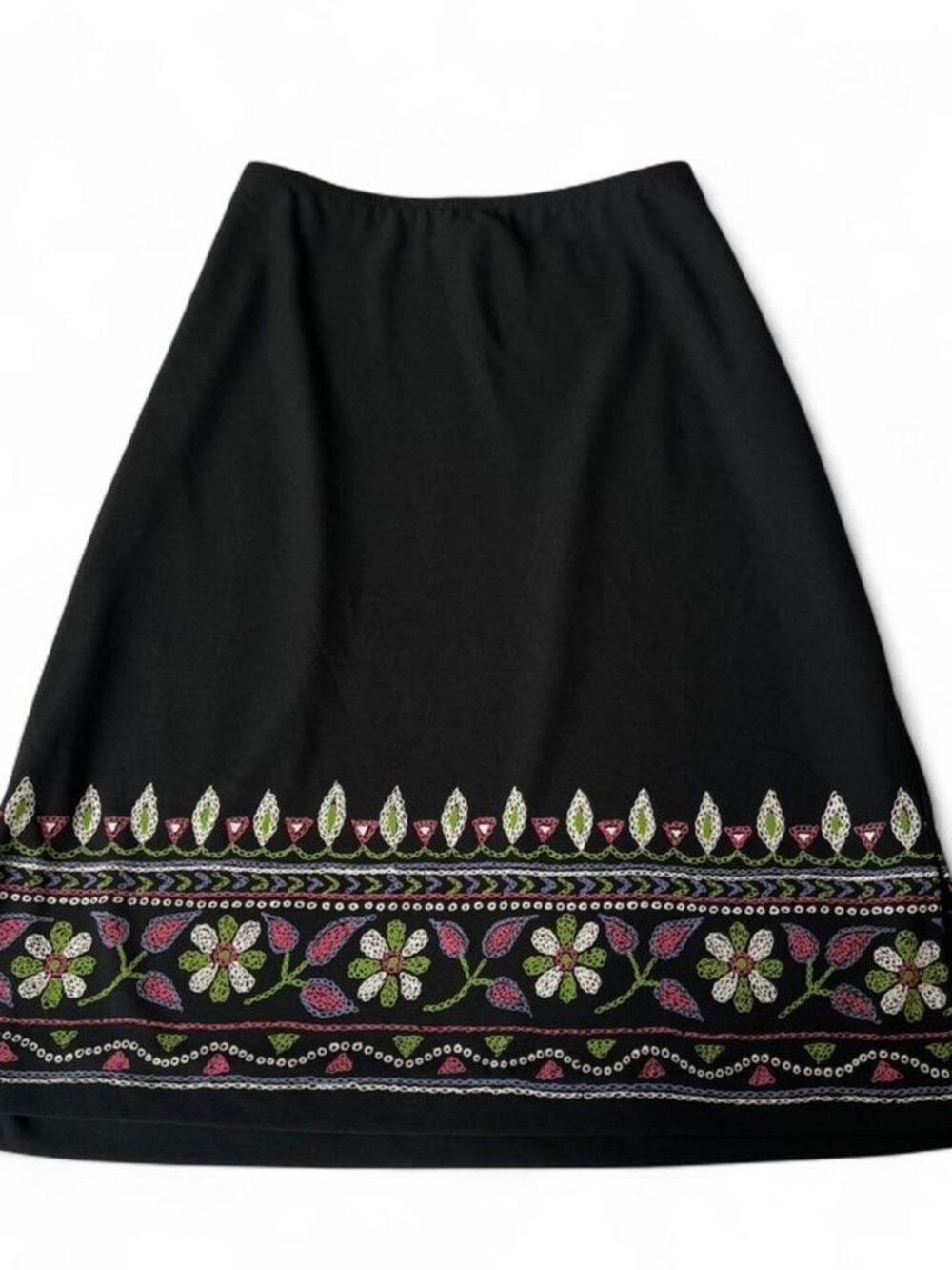 Tracy Evans Black midi skirt with floral embroidery